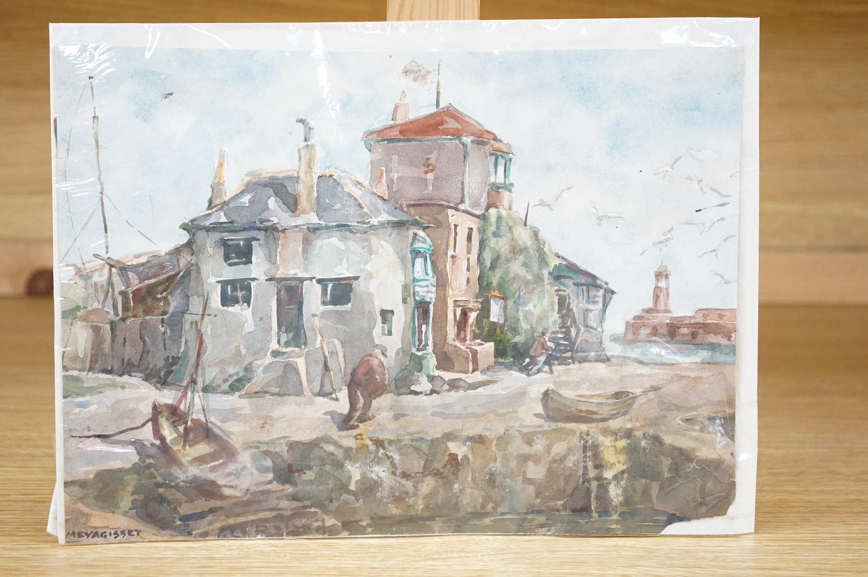 Nancy Petley-Jones (b.1953), watercolour, Hammertons Ferry together with another watercolour, Cornish street scene, largest 28 x 23cm, unframed. Condition - fair